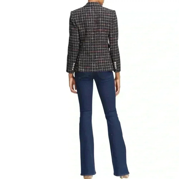 Veronica Beard Dickey Blazer Size 2 Tweed Jacket Rumer Double Breasted Navy Red - Picture 9 of 11